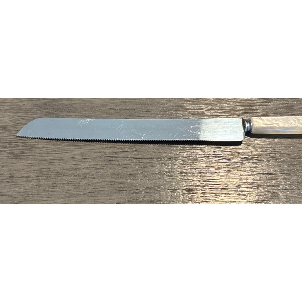 VINTAGE Sheffield England Faux Mother of Pearl Handle Wedding Cake Knife